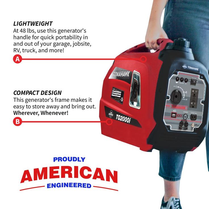 Tomahawk Power 2000-Watt Gas Powered Recoil Start Inverter Generator with 2.5 HP Engine