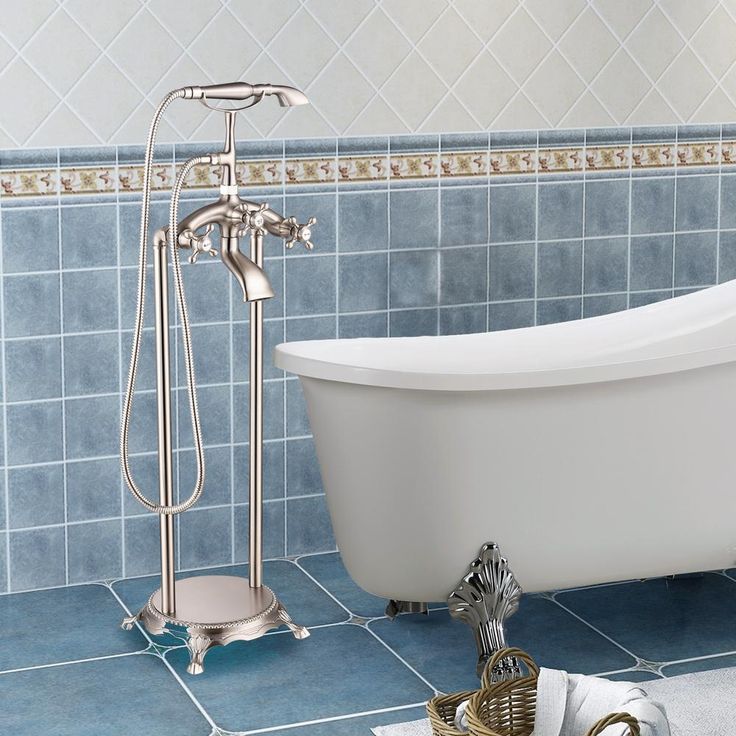 40 in. H x 8 in. W Single-Handle Claw Foot Tub Faucet with Hand Shower in Brushed Nickel