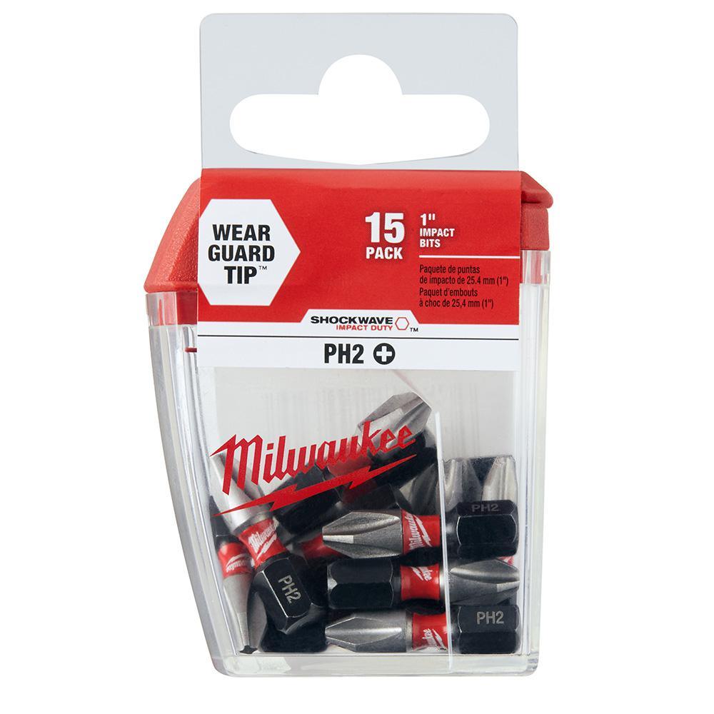 #2 Philips Shockwave 1 in. Impact Duty Steel Insert Bits (15-Pack)