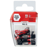 #2 Philips Shockwave 1 in. Impact Duty Steel Insert Bits (15-Pack)