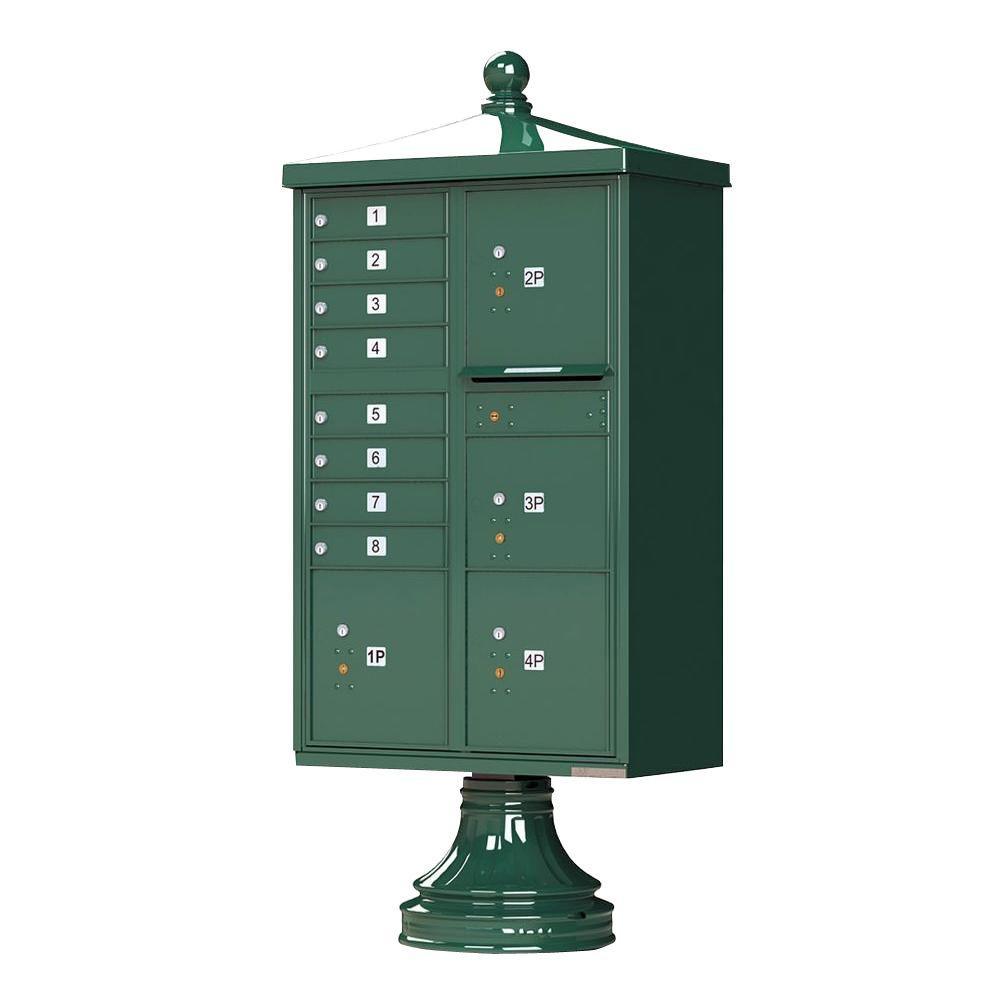 Vital 1570 8 Mailboxes 2 Parcel Lockers 1 Outgoing Pedestal Mount Cluster Box Unit - Super Arbor
