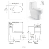 Dual Flush 1-piece 1.28/1.6 GPF Elongated One Piece Toilet with Soft Closing Seat - Super Arbor