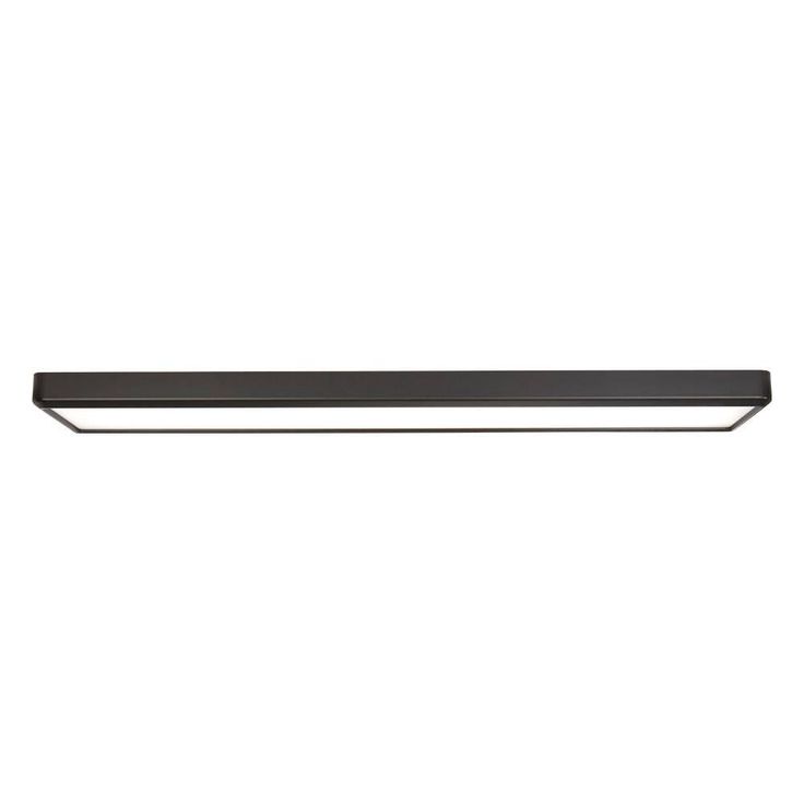 Commercial Electric 4 ft. x 10 in. Deco Matte Black Back-Lit Flat Panel LED Flush Mount 4000 Lumens 3000K 4000K 5000K Dimmable