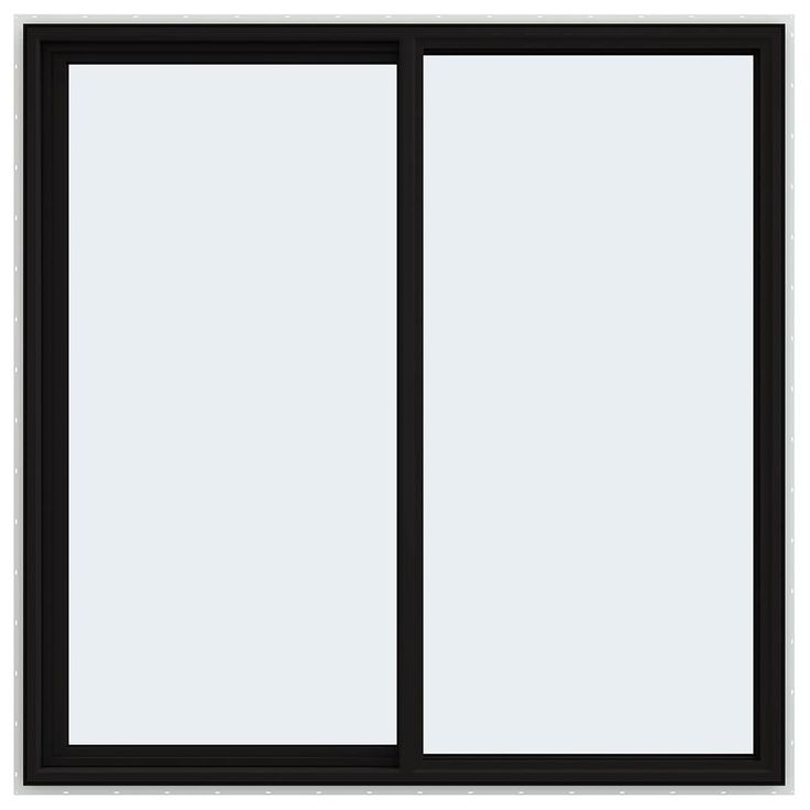 JELD-WEN FiniShield V-4500 59-1/2-in x 59-1/2-in x 3-in Jamb Left-operable Vinyl Black Sliding Window Full Screen Included