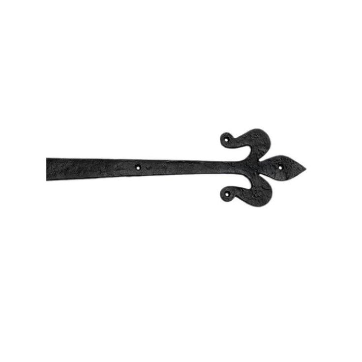 Everbilt 10 in. Black Decorative Fleur-De-Lis Strap Hinge (2-Pack)