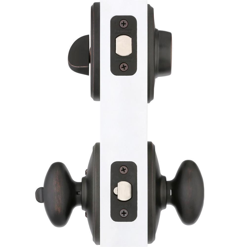 Schlage Wakefield Aged Bronze Single Cylinder Deadbolt with Siena Entry Door Knob Combo Pack