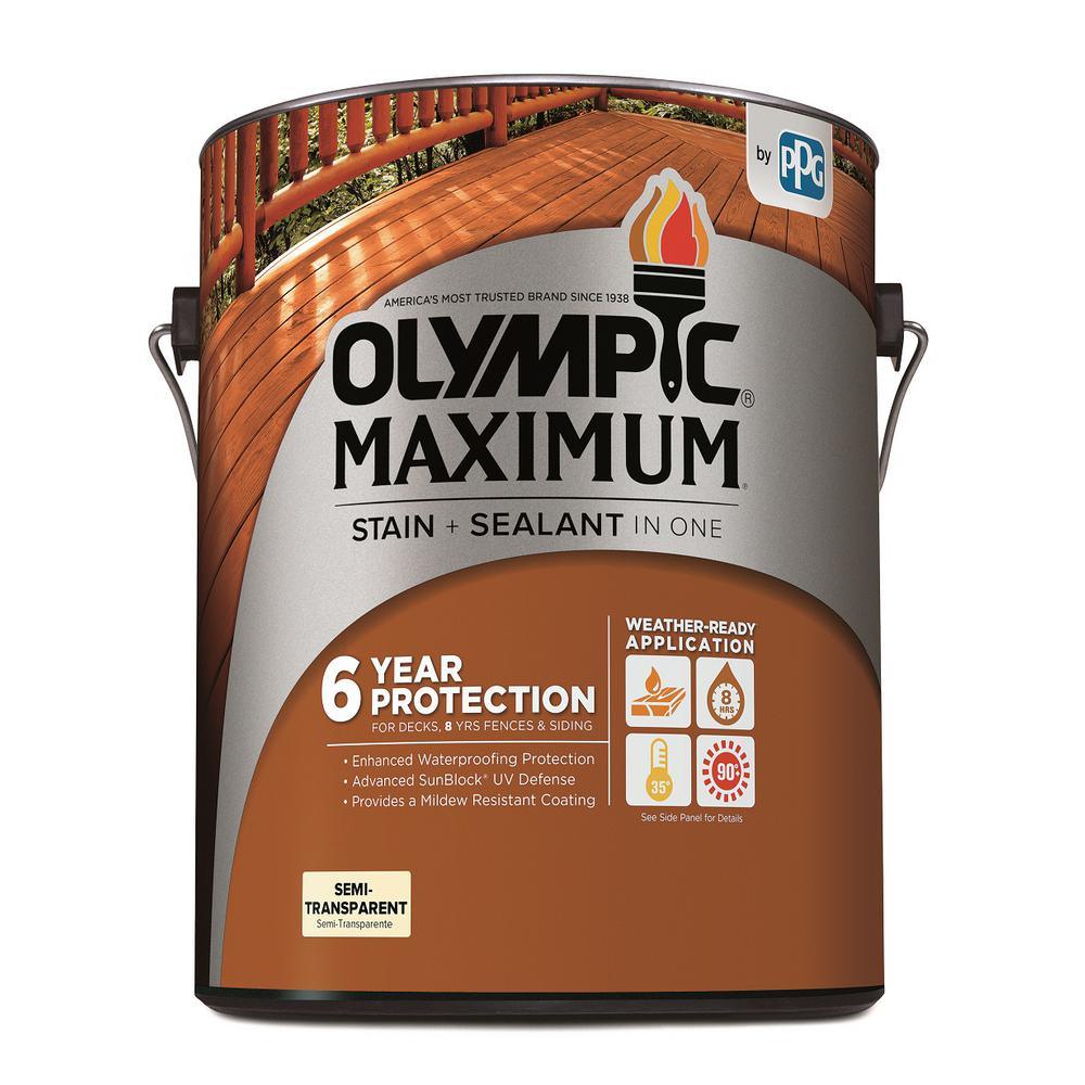 Olympic Maximum 1 gal. Cedar Natural Tone Semi-Transparent Exterior Stain and Sealant in One - Super Arbor