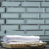 Reflections Graphite Blue Subway 3 in. x 12 in. Matte Glass Mirror Wall Tile (1 sq. ft. )