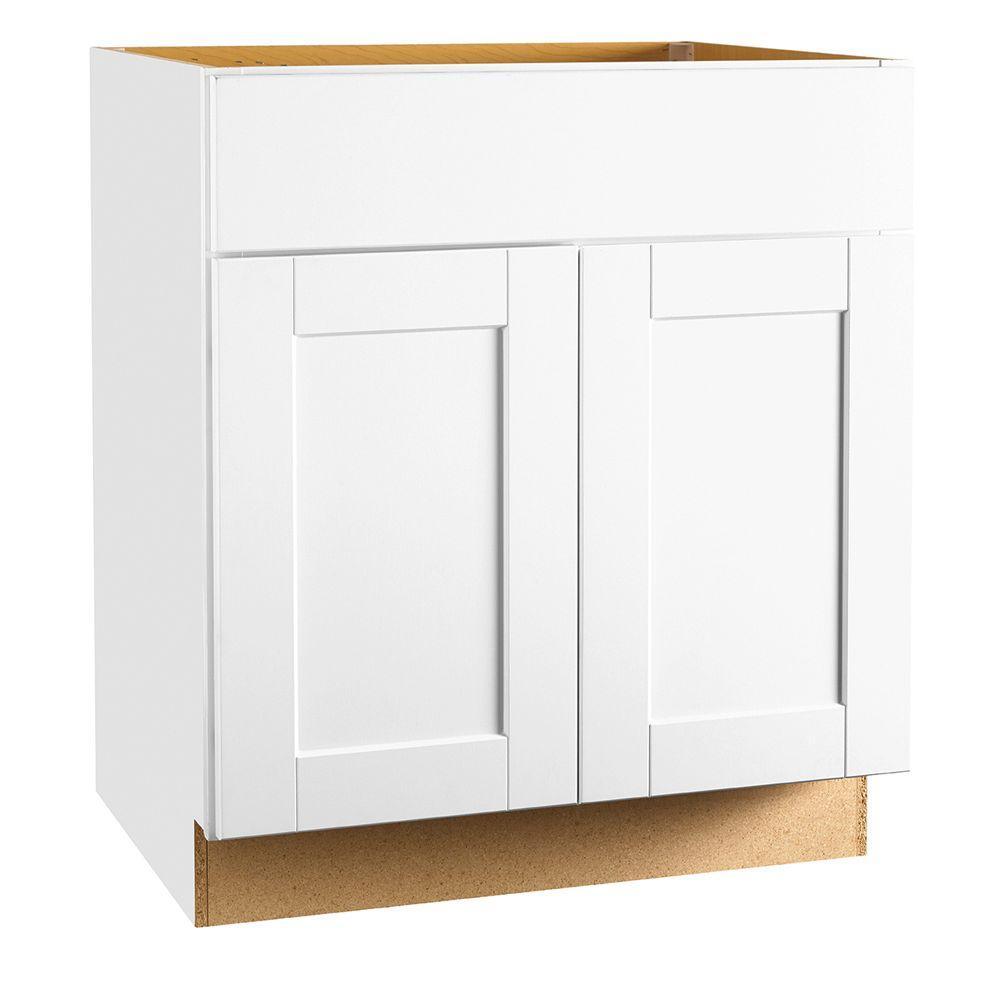 Shaker Assembled 36x34.5x24 in. Sink Base Kitchen Cabinet in Satin White