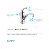 Elkay Everyday Chrome 1-Handle Deck-Mount Low-Arc Handle Kitchen Faucet