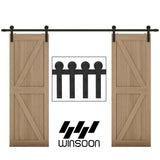 10 ft./120 in. Frosted Black Strap Sliding Barn Door Track Hardware Kit for Double Wood Doors Non-Routed Floor Guide - Super Arbor