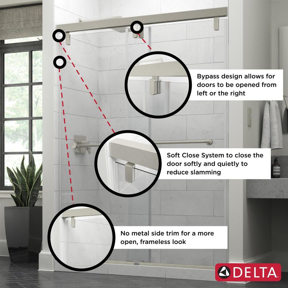 Crestfield 60 in. x 59-1/4 in. Mod Semi-Frameless Sliding Bathtub Door in Nickel and 3/8 in. (10mm) Clear Glass - Super Arbor