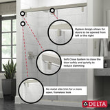 Simplicity 60 x 59-1/4 in. Frameless Mod Soft-Close Sliding Bathtub Door in Nickel with 3/8 in. (10mm) Clear Glass - Super Arbor