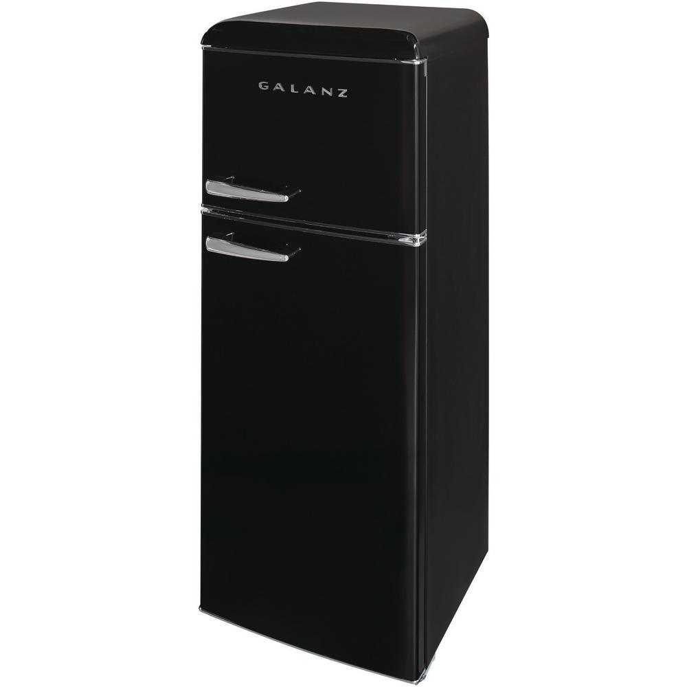 7.6 cu.ft. Retro Mini Refrigerator with Dual Door and True Freezer in Black - Super Arbor