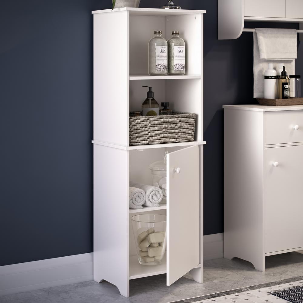 Medford Collection 15.75 in.  W x 11.75 in.  D x 46 in.  H Tall Floor Cabinet in White - Super Arbor