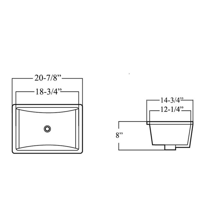 20-7/8 in. x 14-3/4 in. Rectrangle Undermount Vitreous Glazed Ceramic Lavatory Vanity Bathroom Sink Pure White