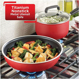 12-Piece Nonstick Titanium Cookware Set with Lids in Red