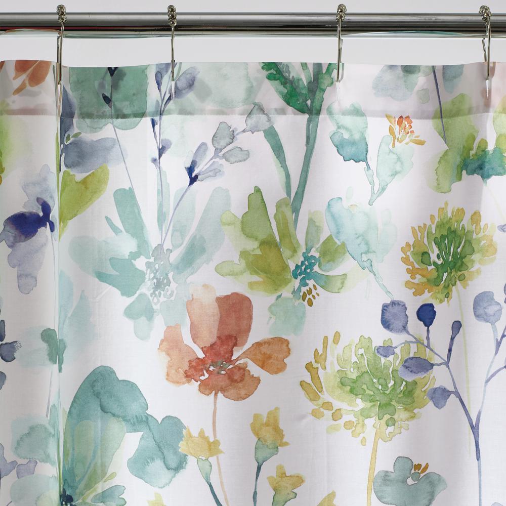 Botanical Bloom 72 in. Multicolored Sateen Standard Shower Curtain - Super Arbor