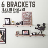 1/2 in. Black Pipe 12 in. L Wall Mounted Shelf Bracket Kit (6-Pack)