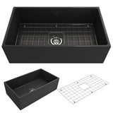 Contempo Farmhouse Apron Front Fireclay 27 in. Single Bowl Kitchen Sink with Bottom Grid and Strainer in White - Super Arbor