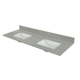 73 in. W x 22 in. D x 0.75 in. H Quartz Vanity Top in Earth Gray with White Basins - Super Arbor
