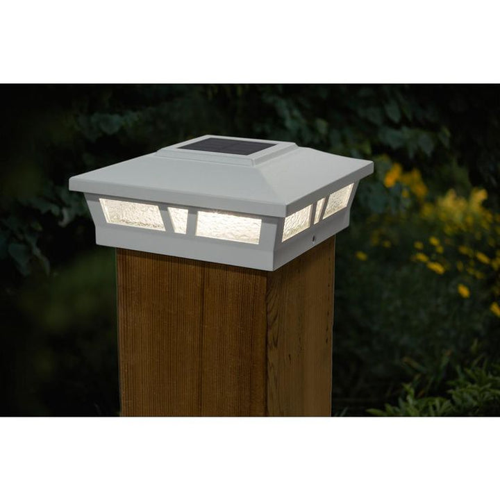 Oxford White Integrated Led 6 in. x 6 in. Aluminum Oxford Solar Post Cap (2-Pack)
