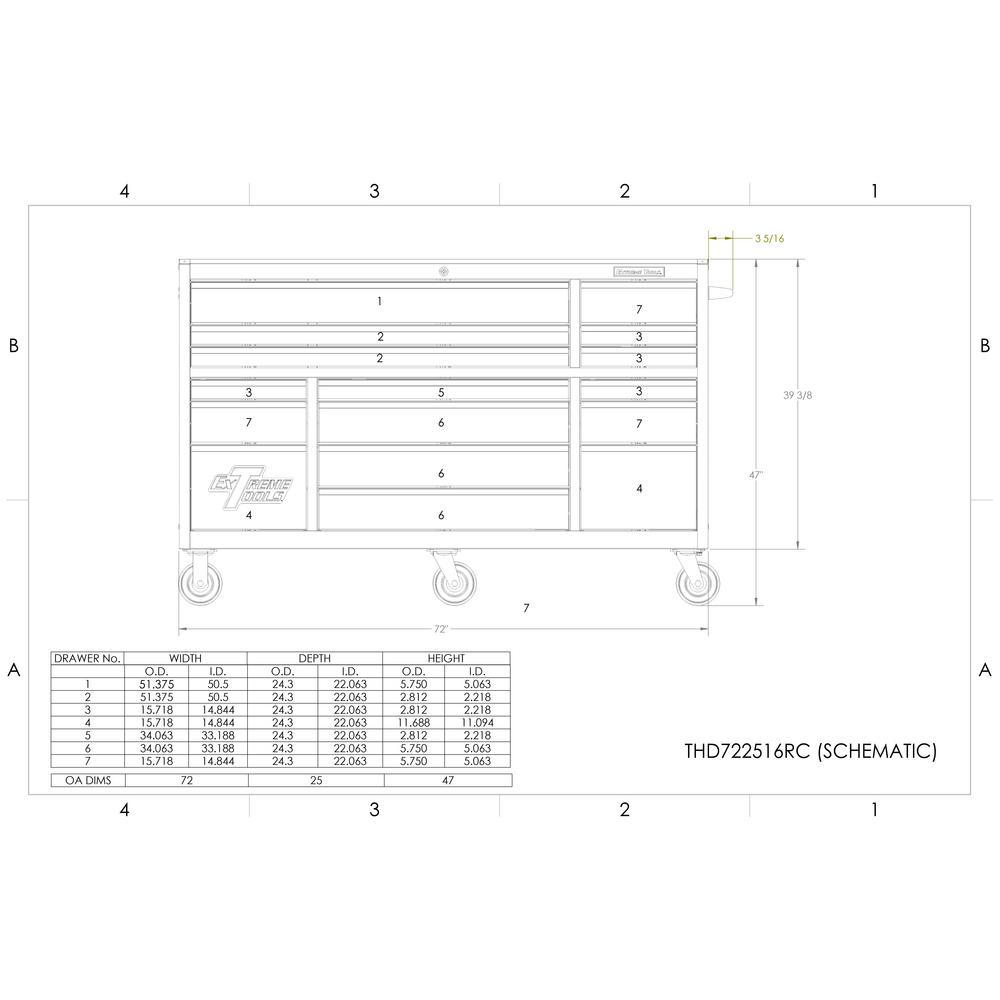THD Series 72 in. 16-Drawer Roller Cabinet Tool Chest, Blue - Super Arbor