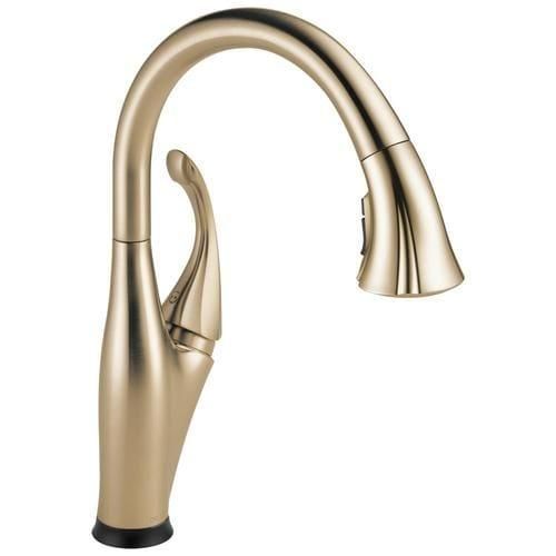 Delta Addison Touch2O Champagne Bronze 1-Handle Deck-Mount Pull-Down Touch Kitchen Faucet (Deck Plate Included)
