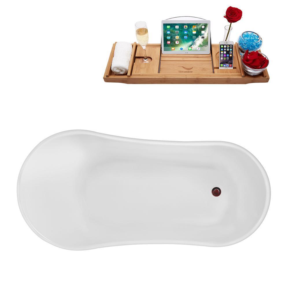67 in. Acrylic Clawfoot Non-Whirlpool Bathtub in White - Super Arbor