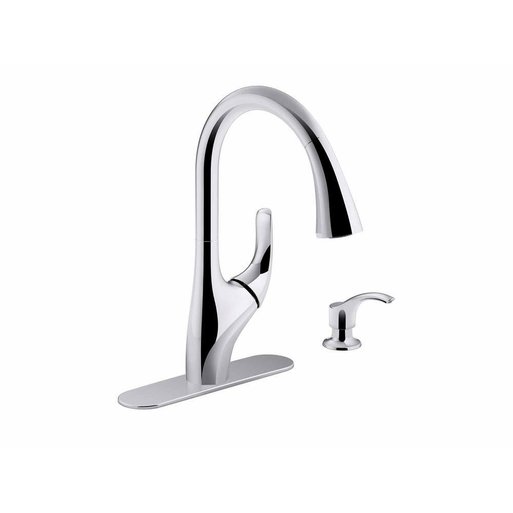 Trielle Single-Handle Pull-Down Sprayer Kitchen Faucet in Vibrant Stainless - Super Arbor