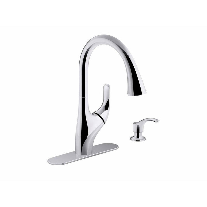 Trielle Single-Handle Pull-Down Sprayer Kitchen Faucet in Chrome - Super Arbor