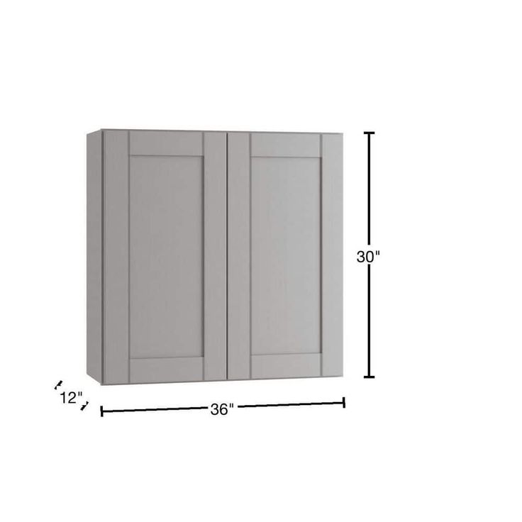 Home Decorators Collection Washington Veiled Gray Plywood Shaker Assembled Wall Kitchen Cabinet Soft Close 36 in W x 12 in D x 30 in H