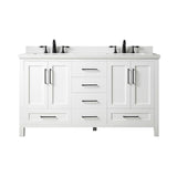 Montcastle 60 in. W x 22 in. D Vanity in White with Cultured Marble Vanity Top in White with White Basins