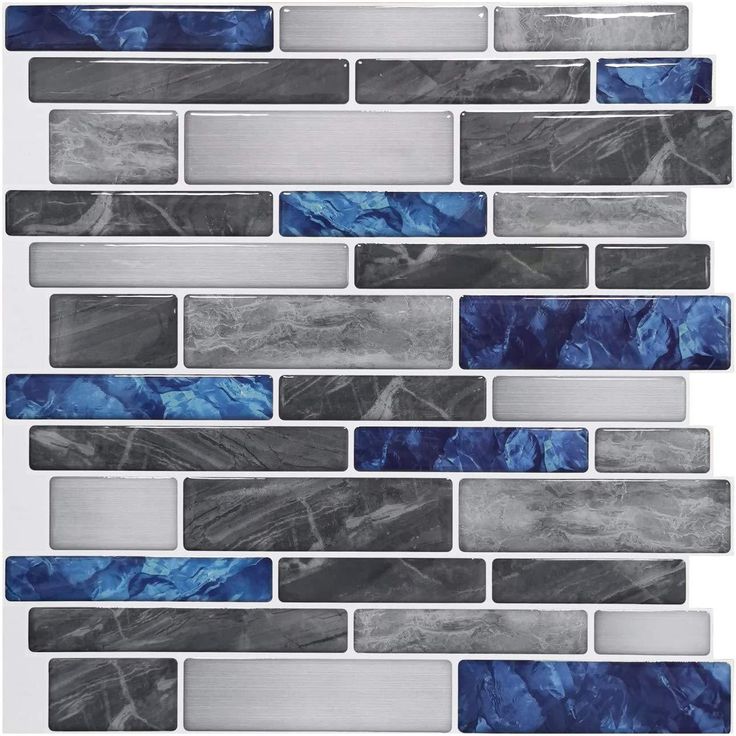 Art3d Marble Blue&Gray 12 in. x 12 in. Peel and Stick Wall Tile Backsplash (10-Pack)