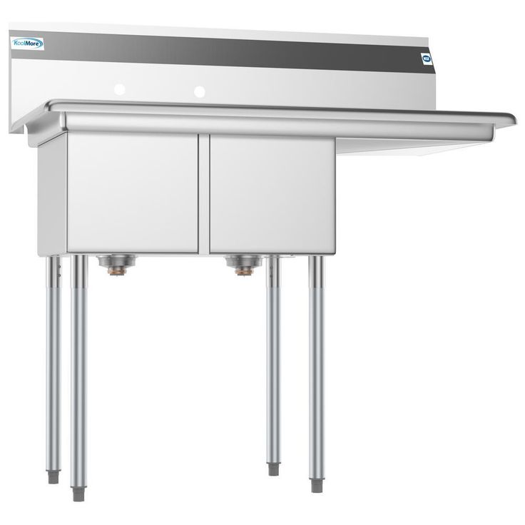 Freestanding Stainless Steel 43 in. 2-Hole Double Bowl Commercial Kitchen Sink