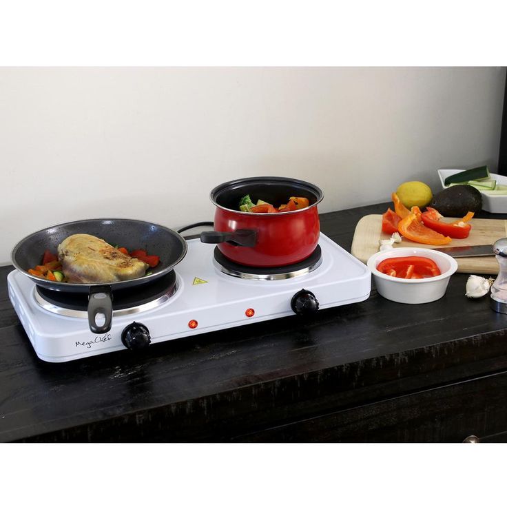 Portable 2-Burner 7.25 in. Sleek White Hot Plate with Temperature Control