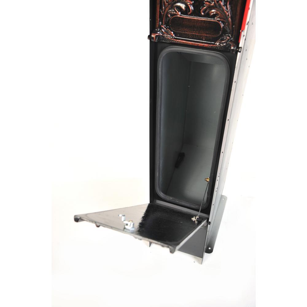 Climbing Leaf 3-Door Front Access Lockable Ground Mount Mailbox in Silver Pewter - Super Arbor