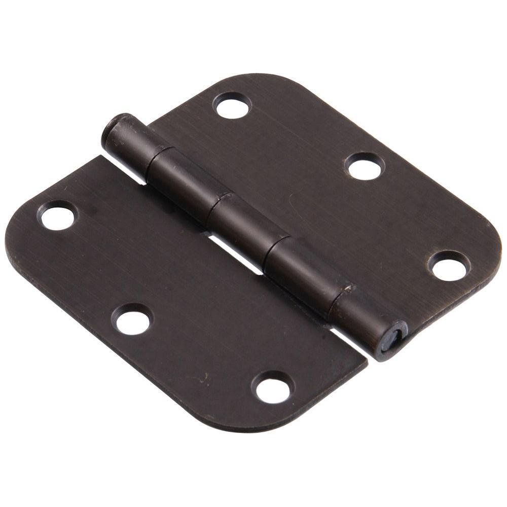 3-1/2 in. Antique Brass Residential Door Hinge with 5/8 in. Round Corner Removable Pin Full Mortise (9-Pack) - Super Arbor