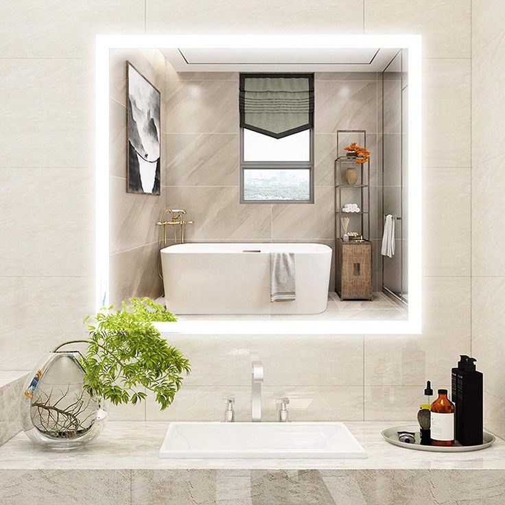 28 in. x 30 in. White LED Lighted Bathroom Mirror with Sensor Switch