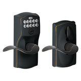 Camelot Satin Nickel Electronic Door Lock with Accent Door Lever Featuring Flex Lock - Super Arbor
