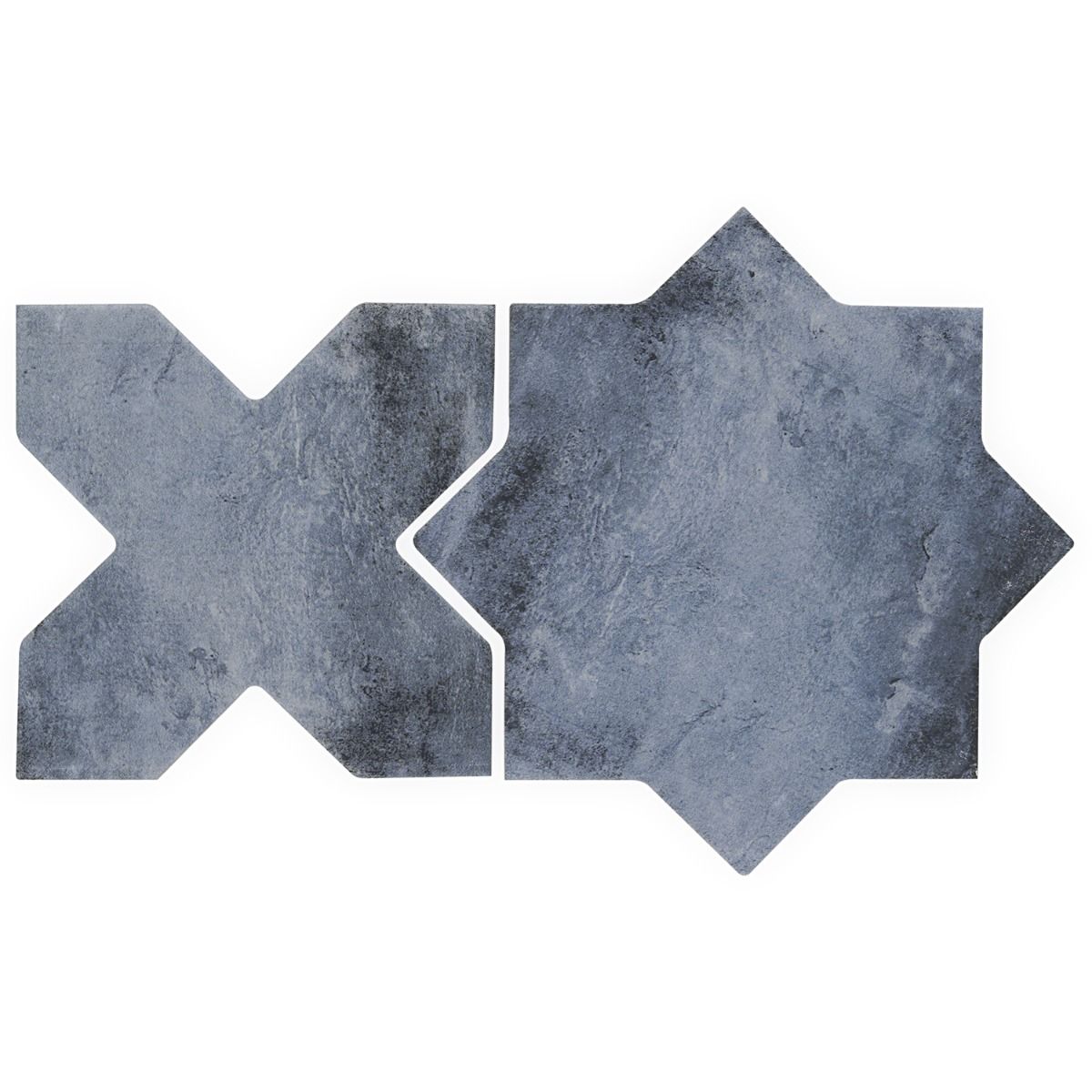 Parma Denim Blue Matte Star and Cross 6" Terracotta Look Porcelain Tile