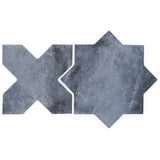 Parma Denim Blue Matte Star and Cross 6" Terracotta Look Porcelain Tile