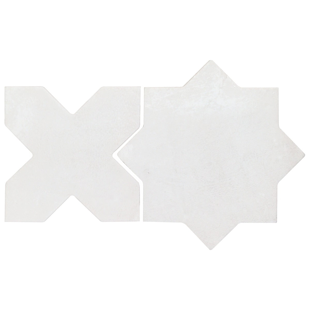 Parma White Matte Star and Cross 6" Terracotta Look Porcelain Tile