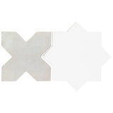 Lux Tile Parma White Polished Star and Matte Cross 6" Terracotta Look Porcelain Tile
