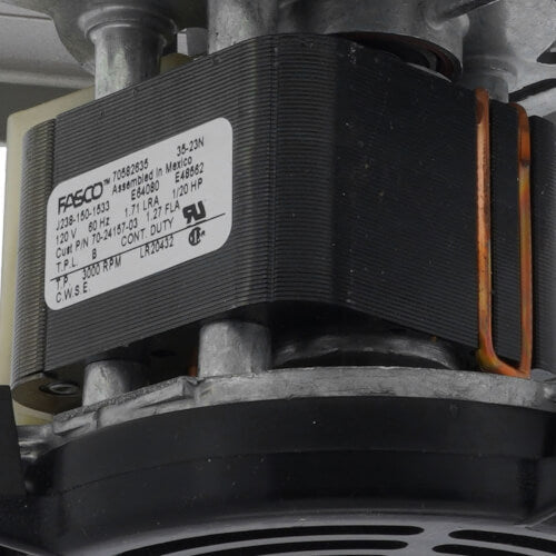 Rheem 70-24157-03 blower motor - detail view (Voltage: 115V; RPM: 3000)