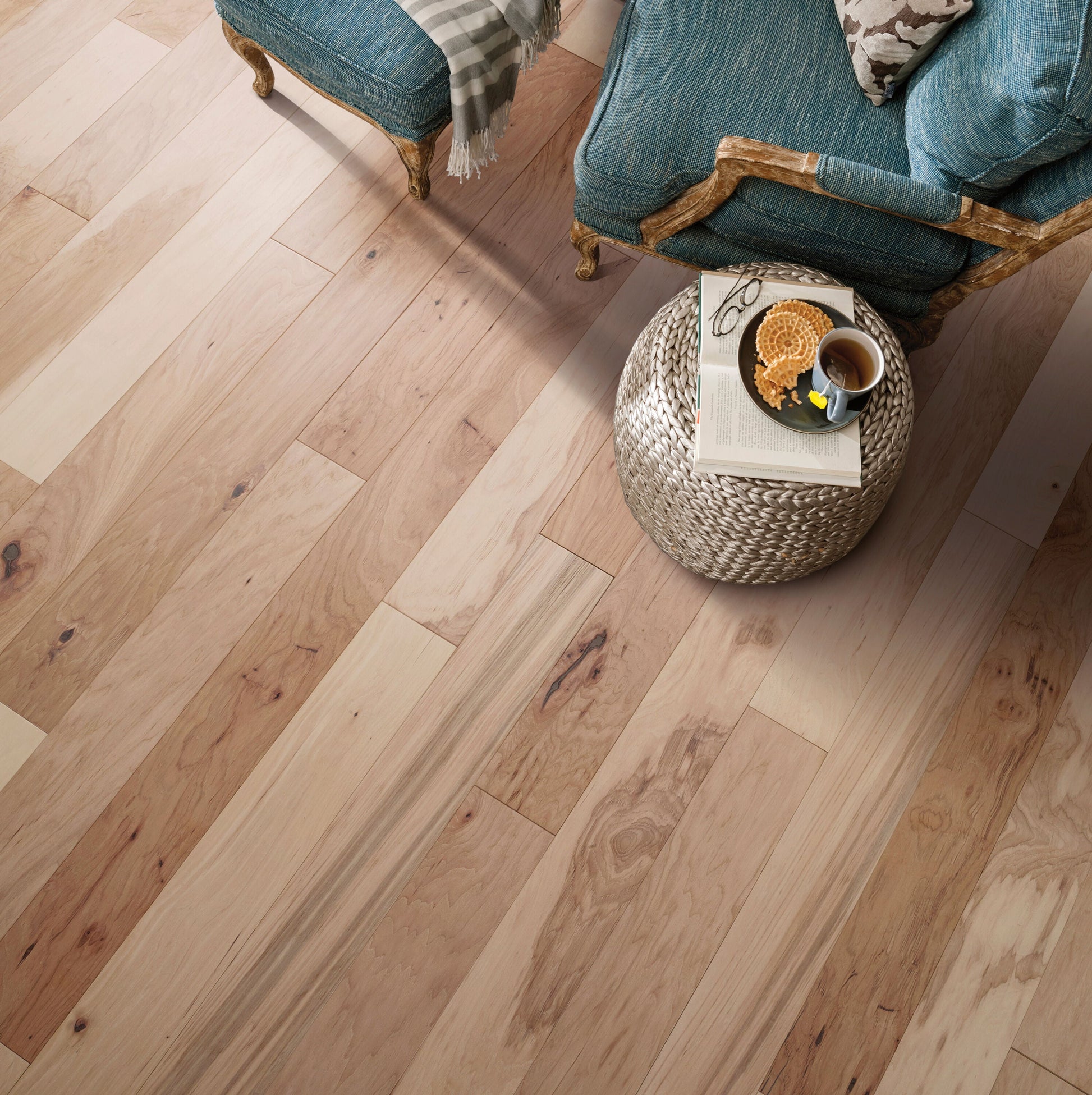 Shaw Hickory Forest hardwood flooring — installed room view