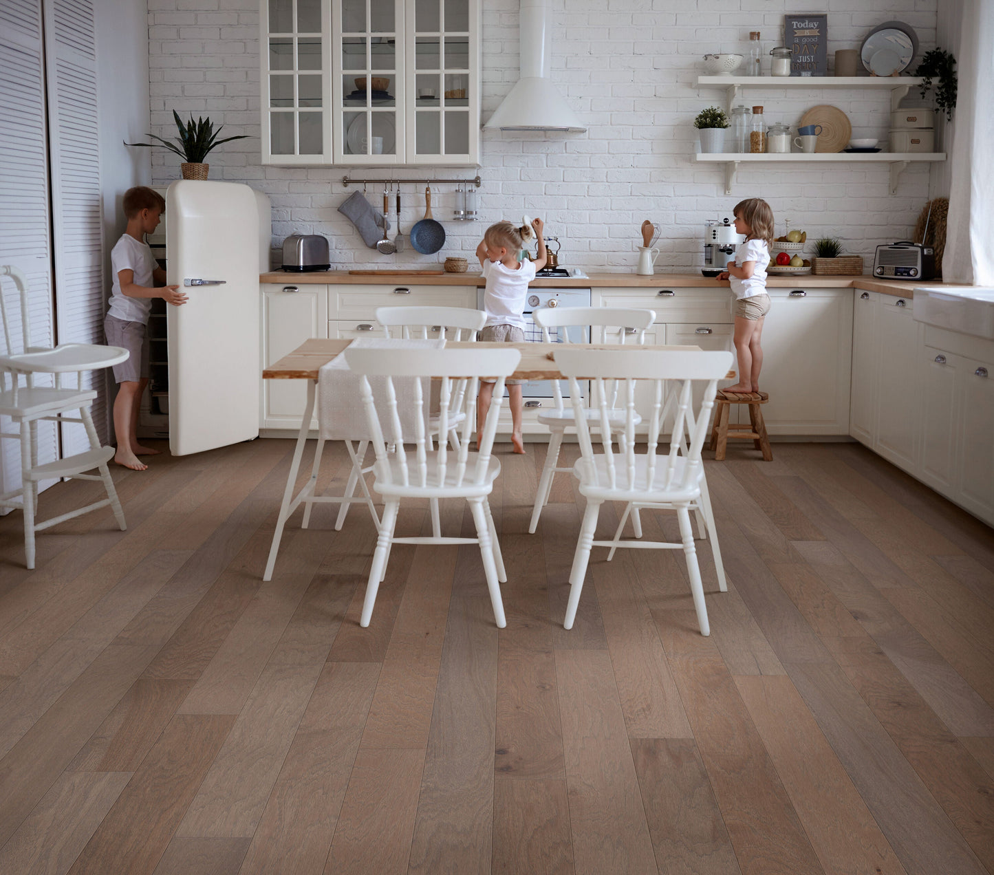 Shaw Hickory Wild Oak hardwood flooring — installed room view