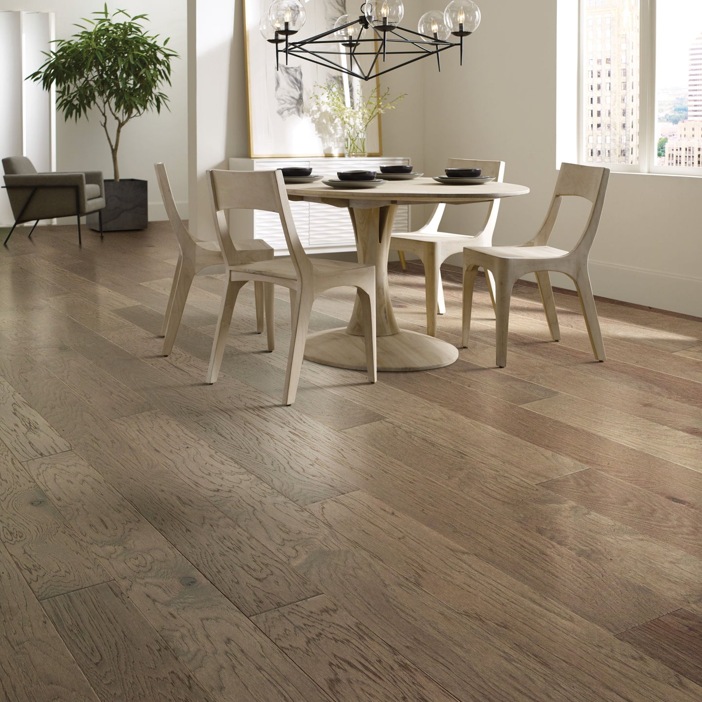 Shaw Hickory Springfield hardwood flooring — installed room view