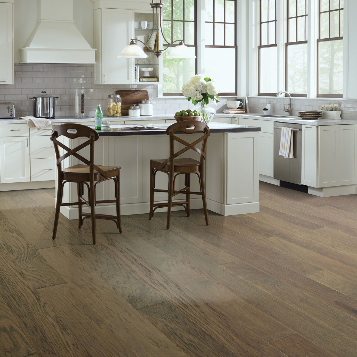 Shaw Hickory Davenport hardwood flooring — installed room view