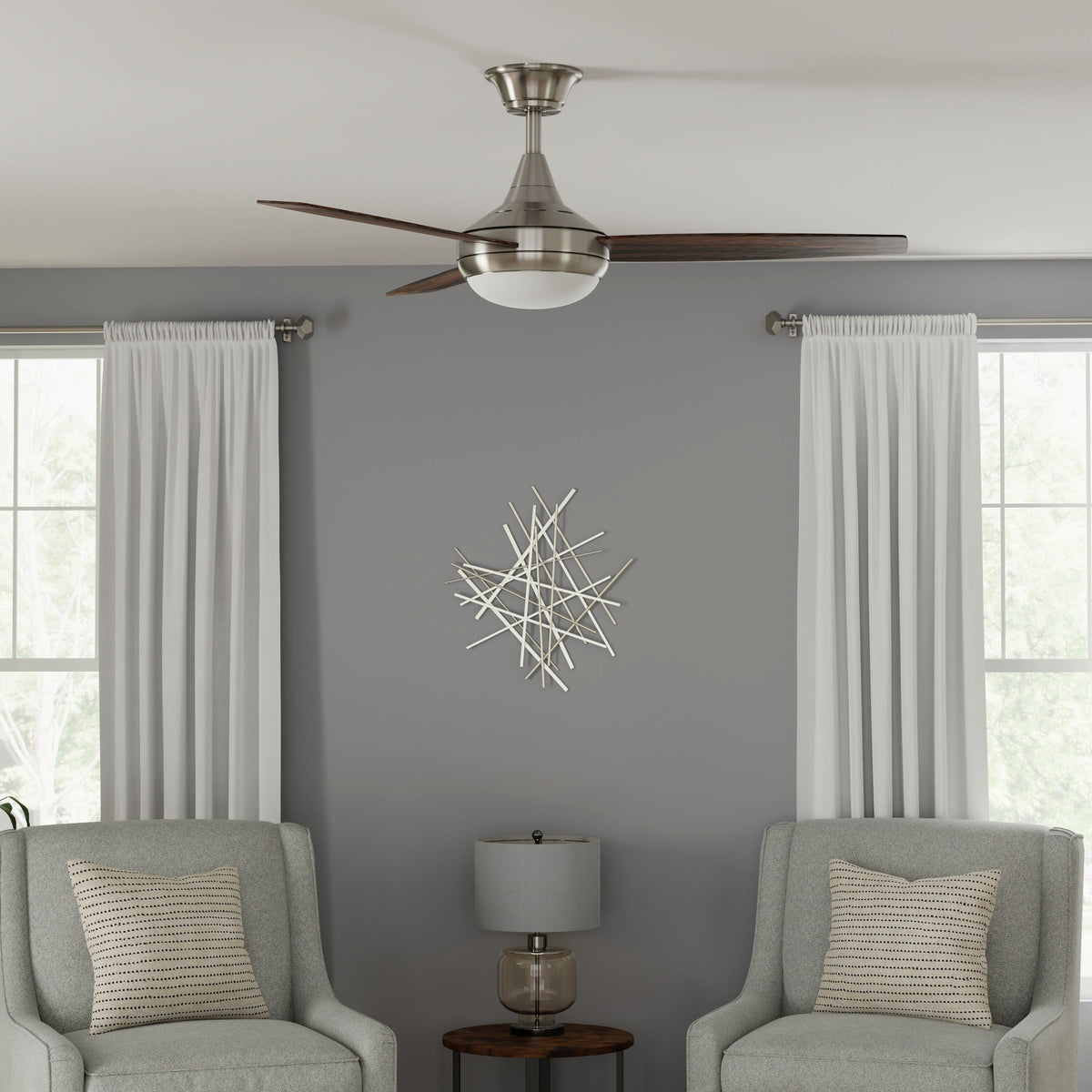 Harbor Breeze Beach Creek 52-in Brushed Nickel LED Indoor Ceiling Fan with Remote (3-Blade)